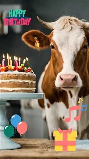 🐄 🎉 Happy Birthday Mooing Cow Happy Birthday Song #happybirthday #birthdaygreetingcard #cows