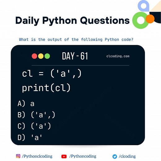 Python Coding challenge - Day 61 | What is the output of the following Python code? Detailed Solution - https://www.clcoding.com/2023/11/python-coding-challenge-day-61-what-is.html | Python Coding