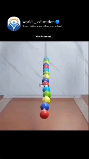 Science Explained on Instagram: "Follow @world._.education - In this setup, each pendulum is built just a tiny bit longer or shorter than the next one. When they all start swinging together, they move in perfect sync… but only for a moment. Because each pendulum has its own oscillation time, they slowly drift out of rhythm. Instead of turning into random chaos, something magical happens: a flowing wave appears, travelling across the line like a living pattern. The shapes keep changing — the wave