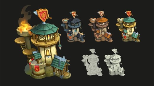 【3Dmax场景建模】次世代城堡-场景建模 , 3dmax新手入门案例 , 3dmax零基础建模教程