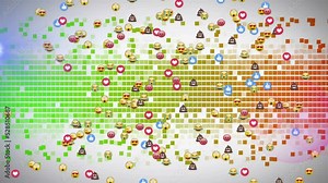 Animation of over snow falling and candy cane icons on blackboard