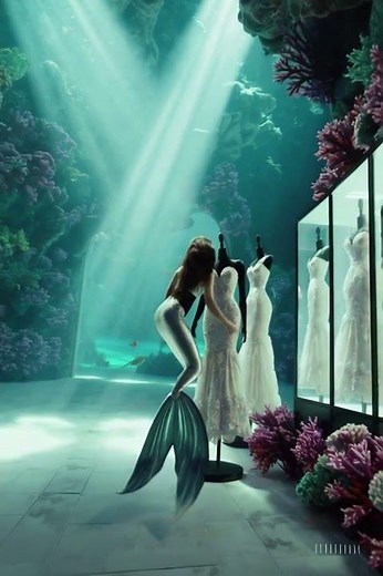Mermaid Bridal Gown Shopping 🧜‍♀️👗✨ #Mermaid #Underwater #Fashion #Ocean #HahaBots