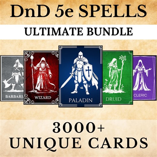 3,000 Fantasy Spell Cards Bundle | 5e-compatible | SRD   Custom Spells | Printable RPG Spell Deck - Etsy