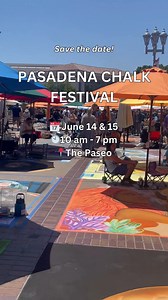 🎨 SAVE THE DATE: Pasadena Chalk Festival Returns! 🌈 Get ready to be amazed as over 200 chalk artists transform the Paseo Plaza into a vibrant open-air gallery! 🖌️✨ Celebrate Father’s Day Weekend with two days of creativity, color, and community. 🗓 June 14 & 15 ⏰ 10 AM – 7 PM 📍 The Paseo, Pasadena Details: https://www.visitpasadena.com/events/annual-events/chalk-festival/ Don’t miss this one-of-a-kind event—perfect for all ages and free to attend! #PasadenaChalkFestival #VisitPasadena #Chalk
