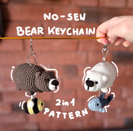No-sew Bear Matching Keychain Pattern – Crochet Amigurumi PDF | Couple & Best Friends Keychains | Beginner Friendly - Etsy