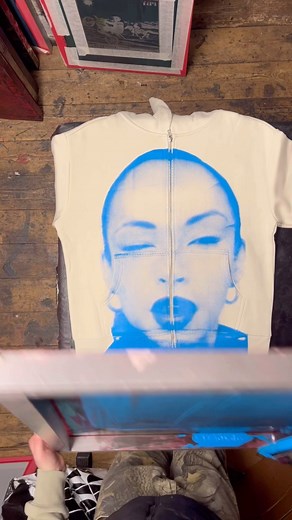 PBY on Instagram: "Sade blue print on heavy white hoodie.🧊"