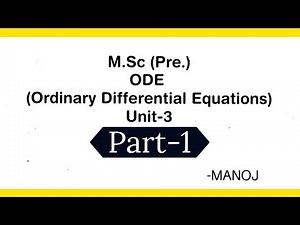 M.Sc Math ODE Unit-3 | Part-1 | Autonomous system, phase plane and critical points | ODE |