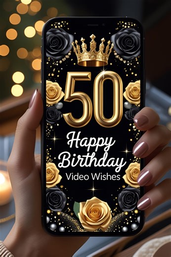 Happy 50th Birthday Video Wishes Musical Animated Virtual Greeting E-card - Etsy