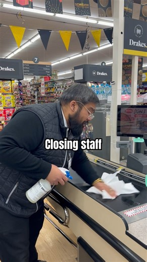 6M views · 76K reactions | Closing staff really be putting in the work  #closingshift #closing #cleaning #funnyreels #openingshift #relatable #worklife | Drakes Supermarkets | Facebook
