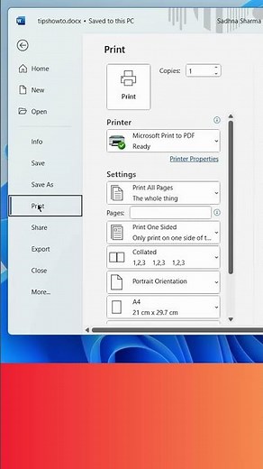 How to Print both sided in Word document