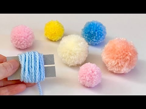 【毛糸】厚紙で作るポンポンの作り方／[Yarn] How to make Cardboard Pom Pom Maker