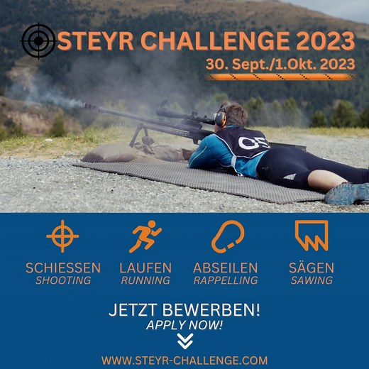 📣🏔🤩 STEYR CHALLENGE 2023 🗓️ 30. Sept./1. Okt. 2023 👉 Jetzt bewerben! 🗓️ Sept. 30th/Oct. 1st 2023 👉 Apply now! ℹ👉 www.steyr-challenge.com #challenge #challengeaccepted #challengeyourself #steyrchallenge #challenge #steyrarms #steyraug #selbstgesteyrt #monobloc #steyrmonobloc #steyrarmsmonobloc #steyrarmsperfection #steyrarmselite #hunter #sniper #gun #hunt #guns #gunsofinstagram #natur #naturephotography #natural #shot #jagd #jager #jäger #jagermeister #hunters #hunting #goodtimes | STEYR