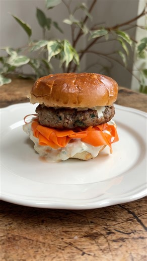 Lamb #burgers with #tzatziki and carrot slaw #recipe