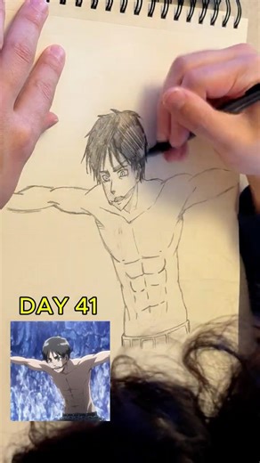Draw Eren Yeager With Me! (Attack on Titan) (Drawing Manga Everyday DAY 41) (Mangaka) (#shorts)