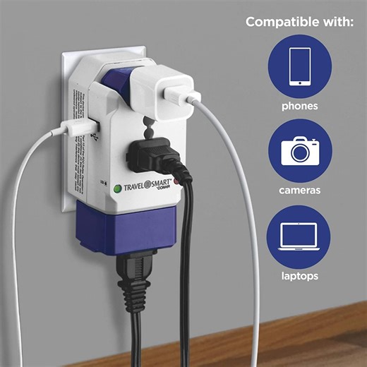 The all in one adapter that you need if you're traveling overseas. Allows you to plug in 3 devices at once. Buy now @amazon https://www.amazon.com/Travel-Smart-Adapter-Outlets-Europe/dp/B006844EHM?ref_=ast_sto_dp | Conair Beauty