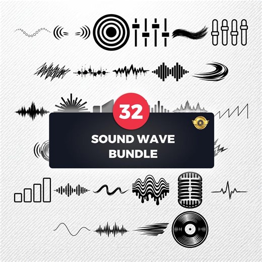 Sound Wave SVG Bundle | 32 Music Audio Clipart | PNG Eps PDF Dxf | Vector Voice Frequency Illustrations - Etsy