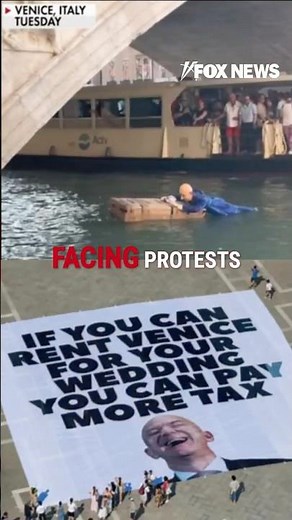 Jeff Bezos, Lauren Sanchez battle climate activists during Venice wedding #shorts #worldnews #usnews
