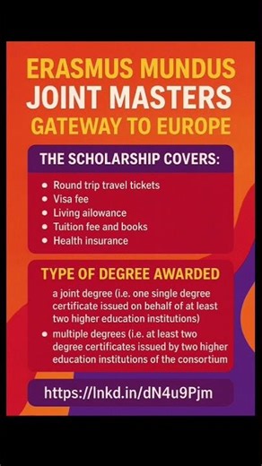 Erasmus Mundus Scholarship 2026/28#Fully Funded Master’s Program in Europe