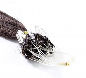 hair2heart Microring Extensions Echthaar glatt - 25 Strähnen 1g 40cm 4/0 mittelbraun