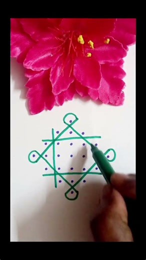 🌹 7*1 easy rangoli 🌹# Shorts # rangoli videos # beginers rangoli # easy kolam # muggul