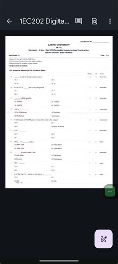 GANAPAT UNIVERSITY DE SEM-2 EC DIGITAL ELECTRONICS QUESTION PAPER 2025