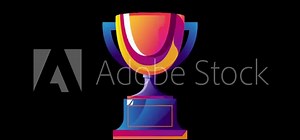 Motion animation video of award trophy with center alignment and sparkling stars on transparent background. Animation of symbols of success and victory