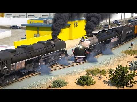 BIG BOY meets Challenger and other Trains in Las Venturas and San Fierro! - Grand Theft Auto V