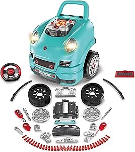 Toy Chef Service Car Repair Toy Set for Boys, 61 Piece Engine Workshop Includes Removable Parts and Tools, Pretend Play Car Mechanic Simulator Toddler Toy