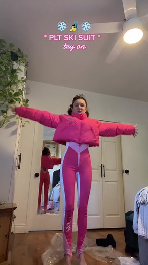 @prettylittlething ski suit review! Thanks @bethlawson.x for the idea 💡 🌸 #plt #plthaul #ski #skisuit #try #tryonhaul #fyp #bestie #pink #womenwhoski