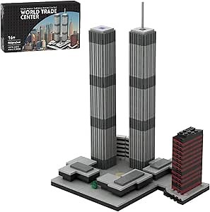 Building Blocks Toy Set - 1/2000 World Trade Center (1973-2001) Micro Model, Gift for Aircraft Fanatics of Building Block for Kids Adults Designed by bru_bri_mocs