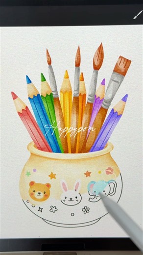 🎨 Art Supplies Watercolor Clip Art ✏️🖌️