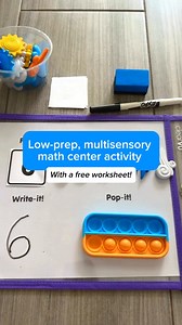 Add this low-prep, multisensory activity to your centers to help students flip, show, write, and pop their way to mastering early math skills! 🔵 FLIP the number card 🟠 SHOW the number with counters – we used our Explore the Weather Counters 🔵 WRITE the number 🟠 POP the amount on the Ten-Frame Sensory Bubble Popper Click the link to see the list of materials used and download the free worksheet and number cards! bit.ly/4e45D9N | Hand2mind