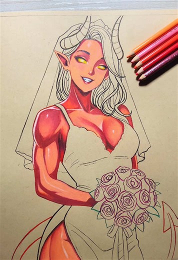 Wedding Dress Malevola!❤️‍🔥 [WIP] From Dispatch Hope you like her so far!💕 #malevola #dispatch #fyp #animedrawing #animeart