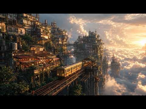 雲の上で暮らす人々、昭和レトロな空中都市の静かな一日｜AI架空都市【60fps】