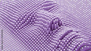 The animation showcases an array of pins coming together to form a 3D face, demonstrating the concept of pin art. This creative representation highlights the versatility and depth that can be achieved