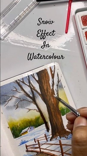Snow efect in watercolours || winter painting || how to create snow fall