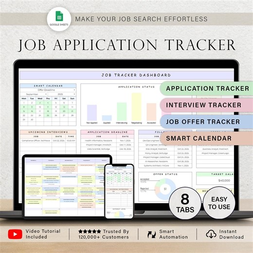 Job Application Tracker Spreadsheet Job Planner Interview Tracker Job Search Template Job Offer Tracking Tool Career Planner Google Sheets - Etsy Ireland