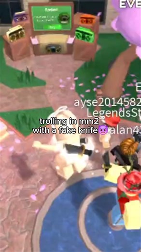 trolling in mm2 w a fake knife #roblox #robloxedit #trolling #mm2 #murdermystery2 #fyp
