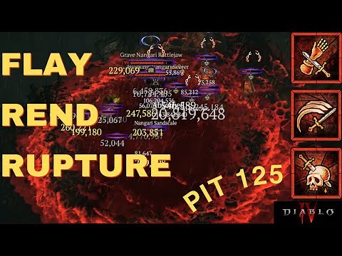 Diablo 4 - Season 4 Flay Rend Rupture Bleed Barbarian Build & Pit Clear 125