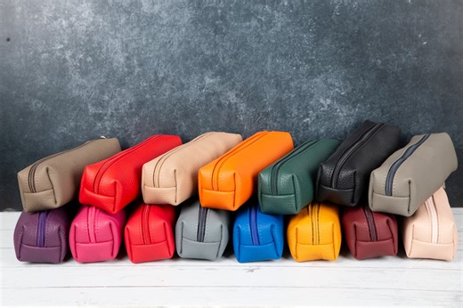 Leather Zippered Pencil Case: Minimalist Pen Pouch, Small Makeup Bag - Etsy UK