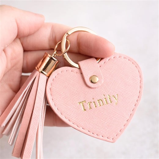Personalised Heart Keyring With Tassel – Custom Name Pink Bag Charm Gift for Her - Etsy UK