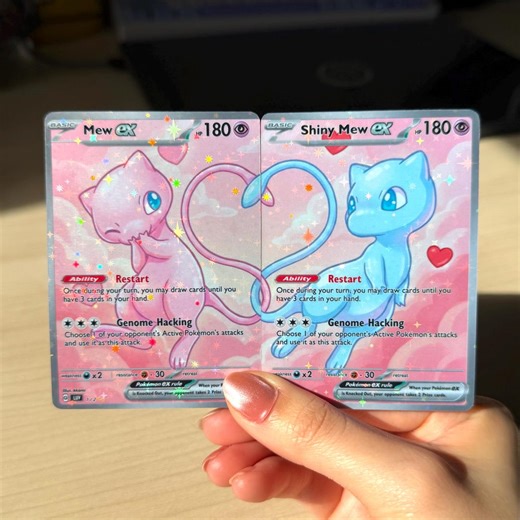 Mew Connecting Art Card Duo | Holographic Custom Fan-art (2-card Set) | Valentine's Day Gift | Anniversary Present | Mew Lovers - Etsy