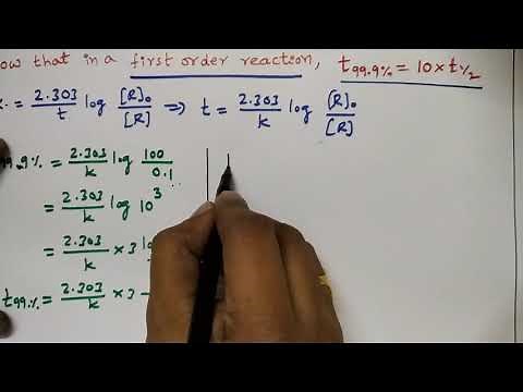 t99.9%=10×t1/2 in a FIRST ORDER REACTION👍