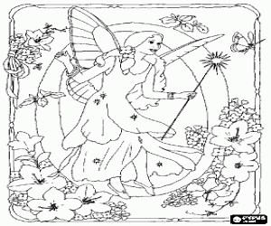 A fairy and the letter O coloring page printable game
