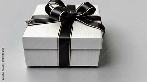 Elegant white gift box with black ribbon perfect for special occasions and celebrations