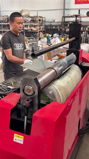 Iron Plate Bending Process Using Industrial Roller Machine in Workshop