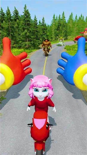 Dumb Cars & Funny Stunts Crossing HUGE Pomni Hands Trap Crush! – BeamNG.Drive