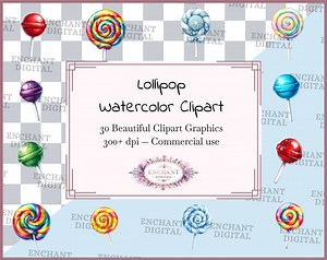 Lollipop Clipart - Watercolor Lollipop Clipart Instant Download - PNG Graphics Bundle - Commercial Use - Etsy Canada