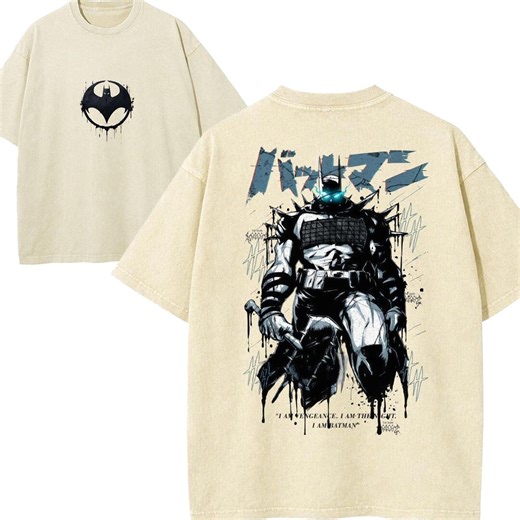 Vintage Batman Manga Shirt, Dark Knight Berserk Aesthetic Tee, Japanese Streetwear Batman Glow Eyes, Retro Sand Wash Anime Hero Shirt - Etsy
