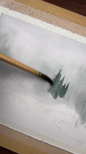 A day at the creek Watercolor on paper sablerae.etsy.com #watercolor #calmingart #foggyforest | Sable Rae Art